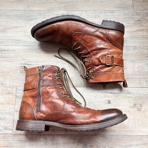 Aston Grey Rockcastle Combat Boots Brown Leather Size 11.5 Distressed Rustic